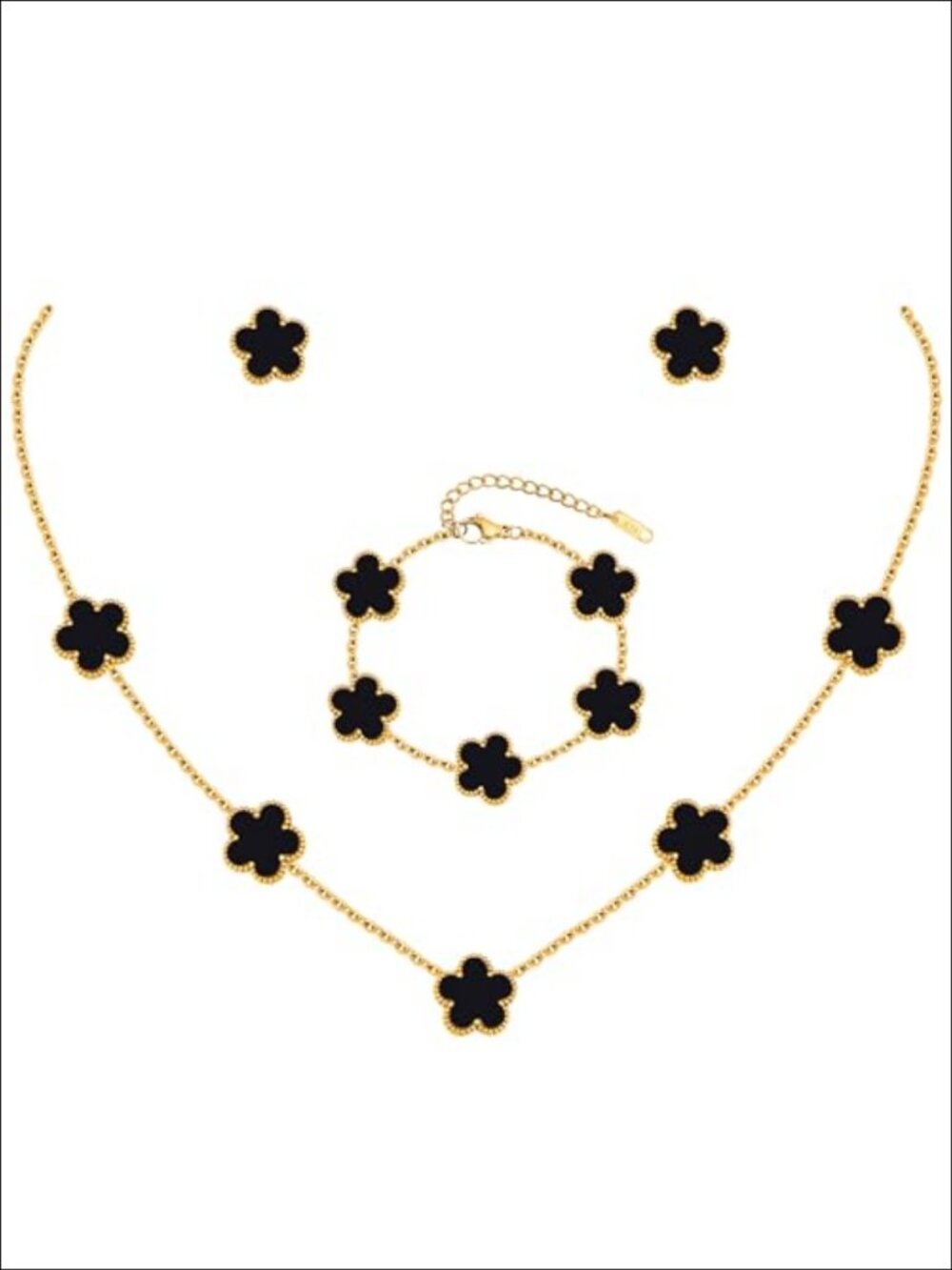 18K Gold Plated Jewelry Set Necklace Bracelet Earrings